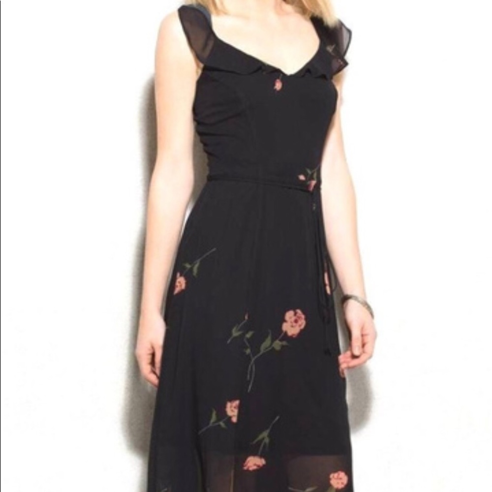 Black, Floral Maxi Dress